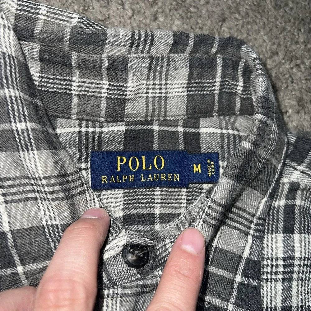 NWOT Polo‎ Ralph Lauren Mens Plaid Flannel Shirt  Gray Casual Preppy Medium